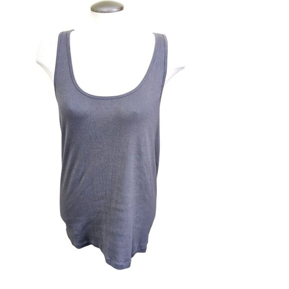 Old Navy Womens Size 2X Gray Scoop Neck Rib Knit First Layer Tank Top Fitted - Picture 3 of 8